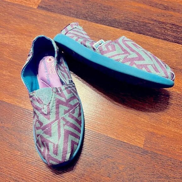 BOBS by Skechers Purple and Blue Aztec Slip On Espadrille Size 11 Toddler - Picture 1 of 8